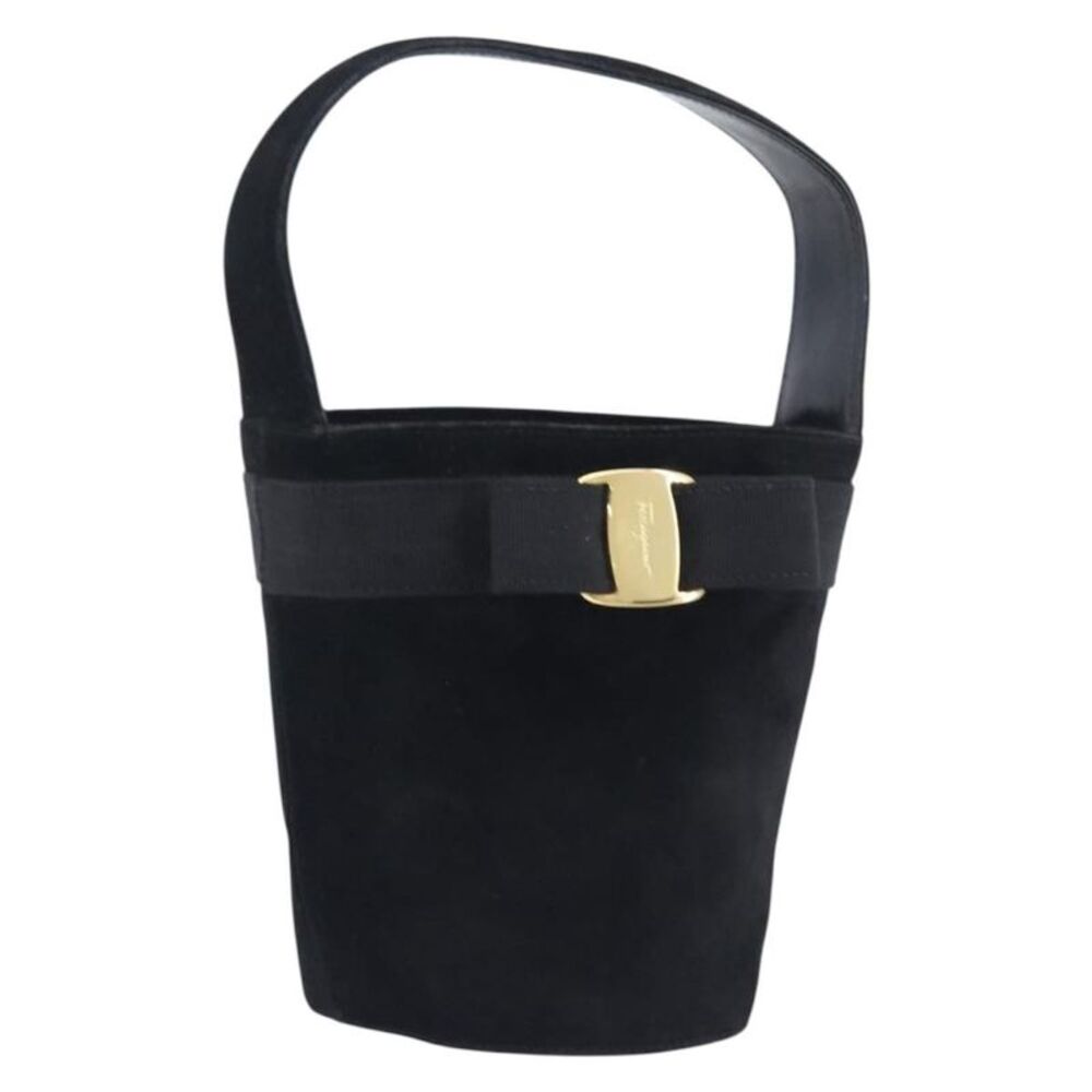 Salvatore Ferragamo Vala Suede Black Suede Shoulder Bag Bag